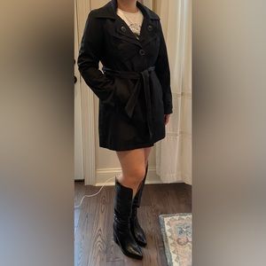 London Fog Short Double Breasted Hooded Raincoat